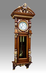 Regulator Clock-Vienna Clock 420_1G walnut with gold leaf particular, Bam Mechanism on coil gong